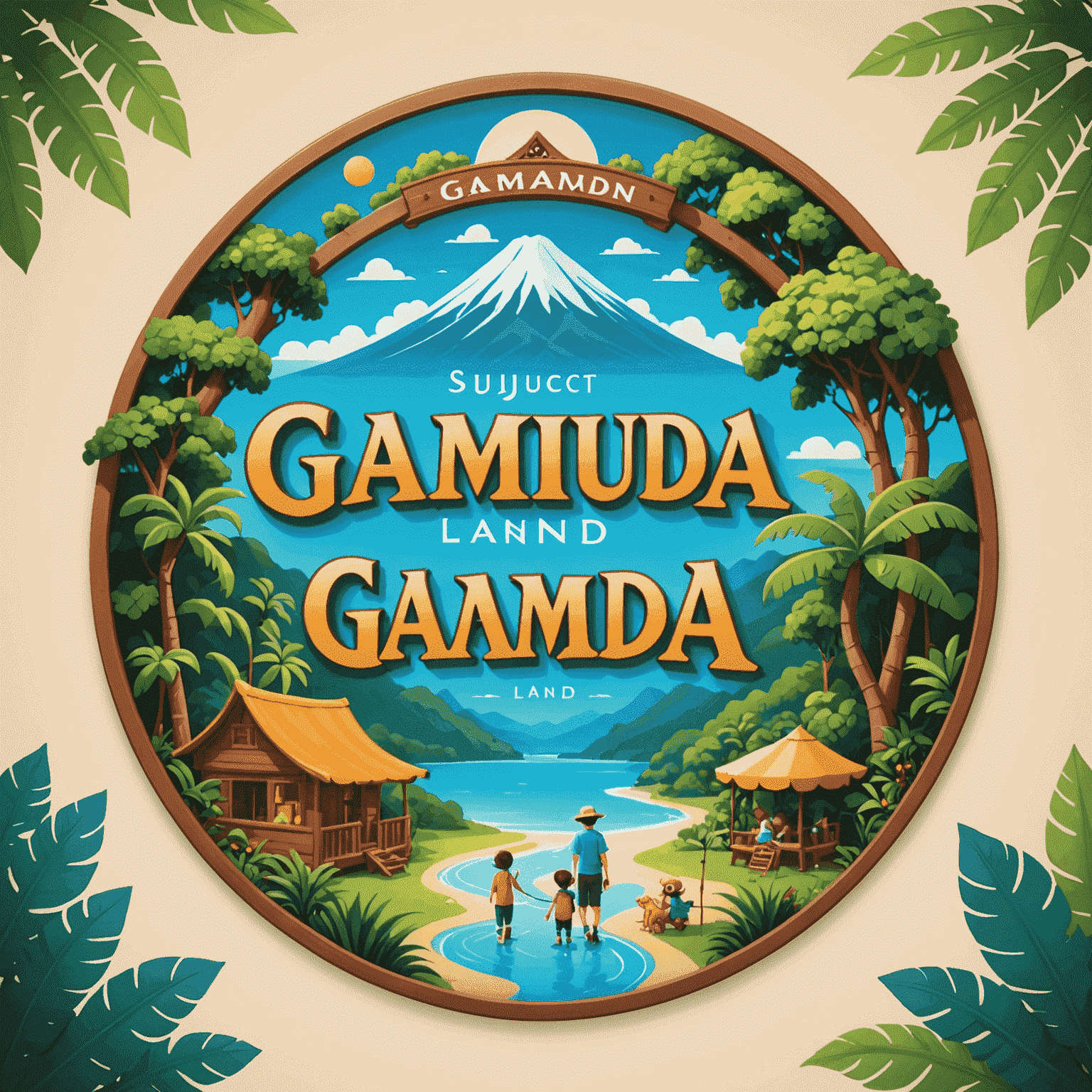 Gamuda Land logo featuring a whimsical illustration of a family-friendly tourist destination