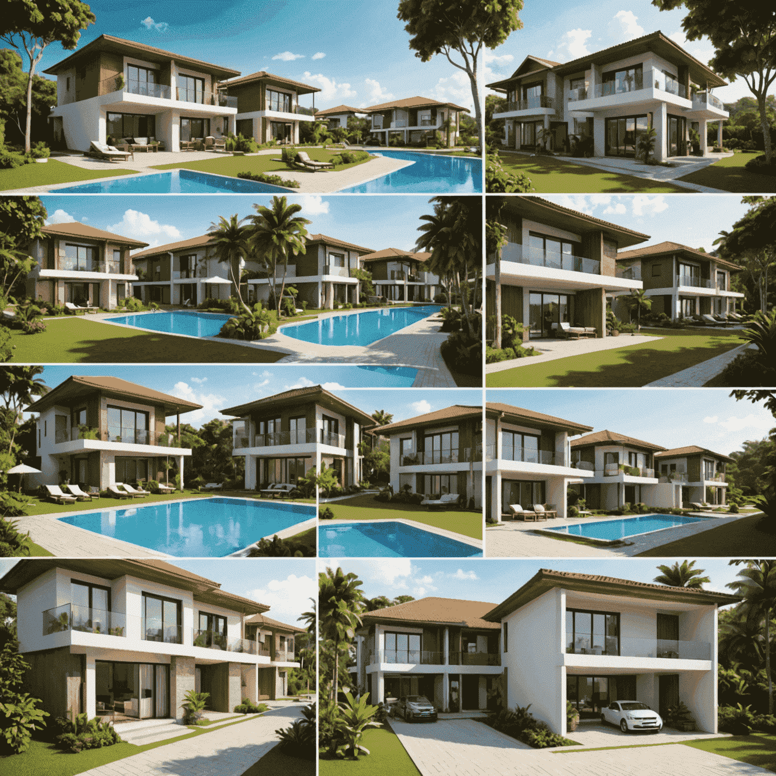 Collage of various accommodation types in Gamuda Land, from cozy apartments to luxurious villas